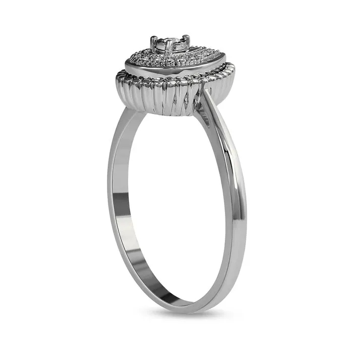 Rings Goldia 005 CT TW Natural Diamond Bead Teardrop Frame Ring in Solid 10K White Gold Rings Goldia 005 CT TW Natural Diamond Bead Teardrop Frame Ring in Solid 10K White Gold