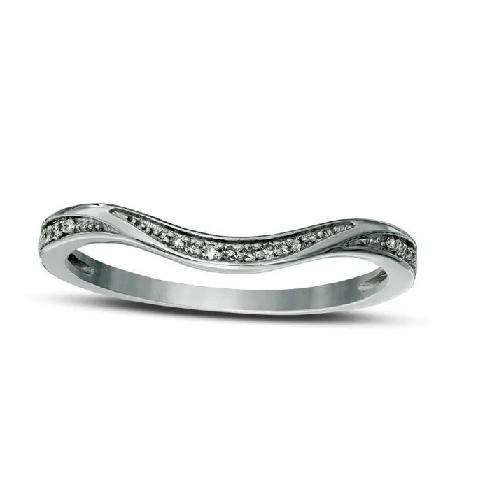 Rings Goldia 005 CT TW Natural Diamond Contour Band in Sterling Silver