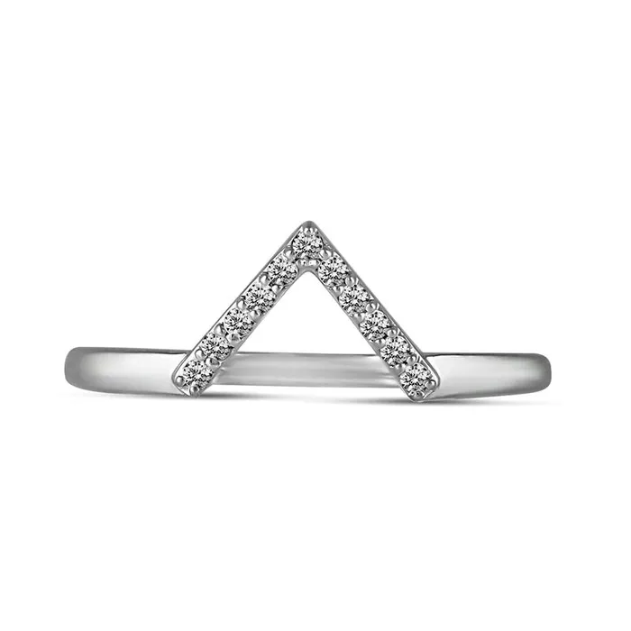 Rings Goldia 010 CT TW Natural Diamond V Chevron Ring in Solid 14K White Gold Rings Goldia 010 CT TW Natural Diamond V Chevron Ring in Solid 14K White Gold