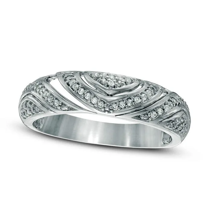 Rings Goldia 010 CT TW Natural Diamond Wave Domed Band in Sterling Silver