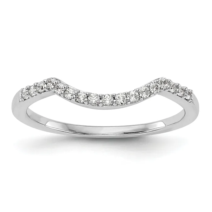 Rings Goldia 015ct CZ Solid Real 14K White Gold Contoured Wedding Wedding Band Ring Rings Goldia 015ct CZ Solid Real 14K White Gold Contoured Wedding Wedding Band Ring