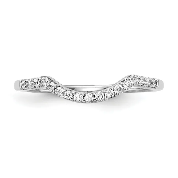 Rings Goldia 015ct CZ Solid Real 14K White Gold Contoured Wedding Wedding Band Ring