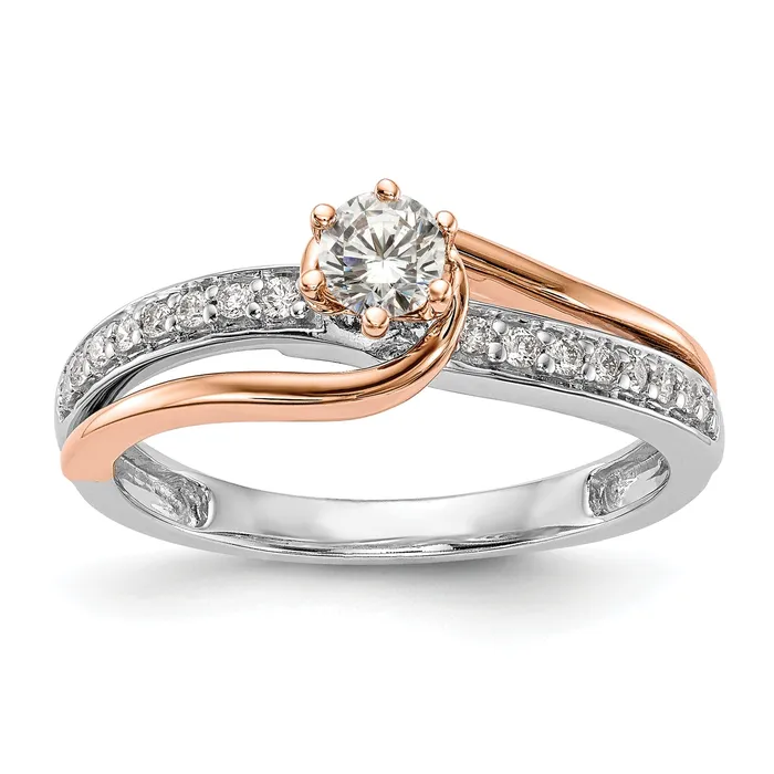 Rings Goldia 025ct CZ Solid Real 14k TwoTone Engagement Ring