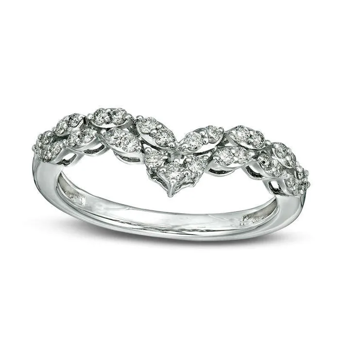 Rings Goldia 033 CT TW Certified Natural Diamond Double Row Chevron Ring in Solid 14K White Gold II1 Rings Goldia 033 CT TW Certified Natural Diamond Double Row Chevron Ring in Solid 14K White Gold II1