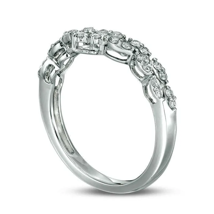 Rings Goldia 033 CT TW Certified Natural Diamond Double Row Chevron Ring in Solid 14K White Gold II1 Rings Goldia 033 CT TW Certified Natural Diamond Double Row Chevron Ring in Solid 14K White Gold II1