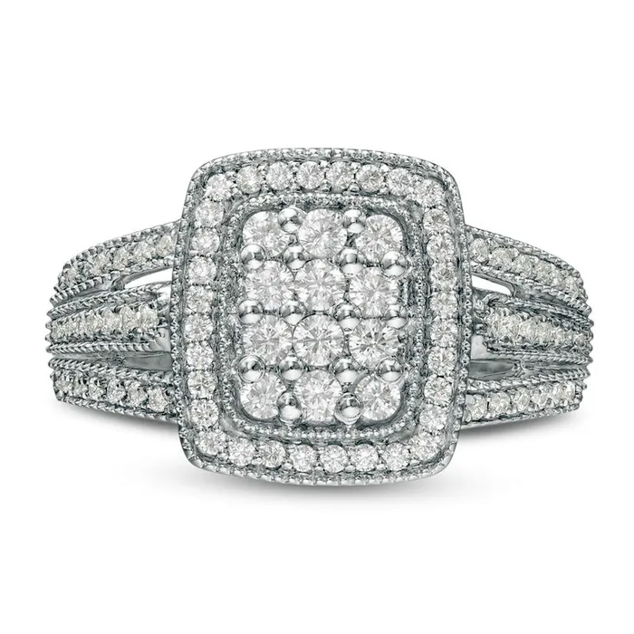 Rings Goldia 050 CT TW Composite Natural Diamond Rectangular Frame Ring in Solid 10K White Gold Rings Goldia 050 CT TW Composite Natural Diamond Rectangular Frame Ring in Solid 10K White Gold