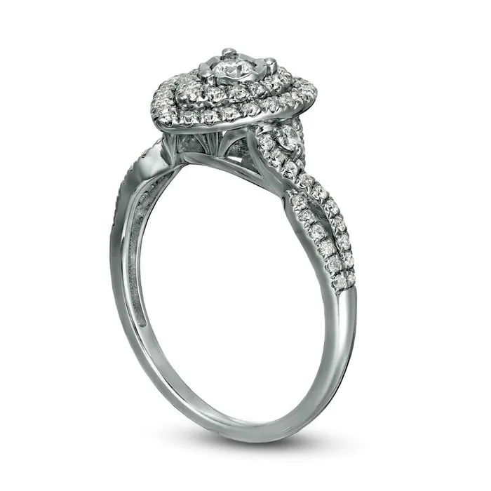 Rings Goldia 050 CT TW Natural Diamond Double Teardrop Frame Split Shank Engagement Ring in Solid 10K White Gold Rings Goldia 050 CT TW Natural Diamond Double Teardrop Frame Split Shank Engagement Ring in Solid 10K White Gold