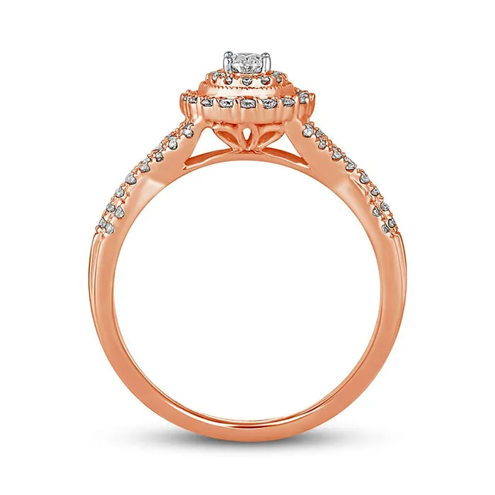 Rings Goldia 050 CT TW Oval Natural Diamond Frame Antique VintageStyle MultiRow Engagement Ring in Solid 10K Rose Gold Rings Goldia 050 CT TW Oval Natural Diamond Frame Antique VintageStyle MultiRow Engagement Ring in Solid 10K Rose Gold