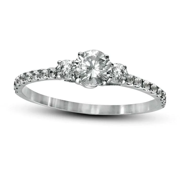 Rings Goldia 075 CT TW Natural Diamond Three Stone Engagement Ring in Solid 14K White Gold