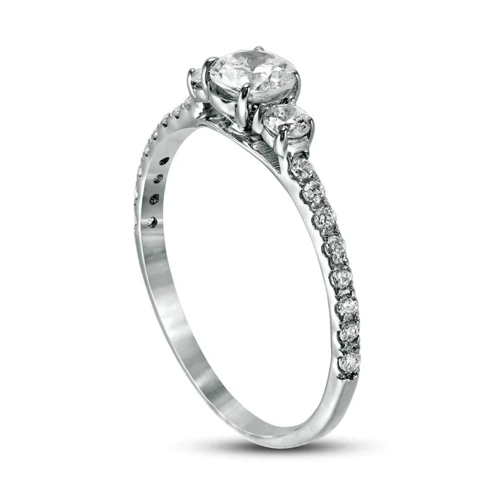 Rings Goldia 075 CT TW Natural Diamond Three Stone Engagement Ring in Solid 14K White Gold Rings Goldia 075 CT TW Natural Diamond Three Stone Engagement Ring in Solid 14K White Gold
