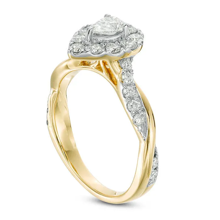 Rings Goldia 088 CT TW PearShaped Natural Diamond Frame Twist Shank Engagement Ring in Solid 10K Yellow Gold Rings Goldia 088 CT TW PearShaped Natural Diamond Frame Twist Shank Engagement Ring in Solid 10K Yellow Gold