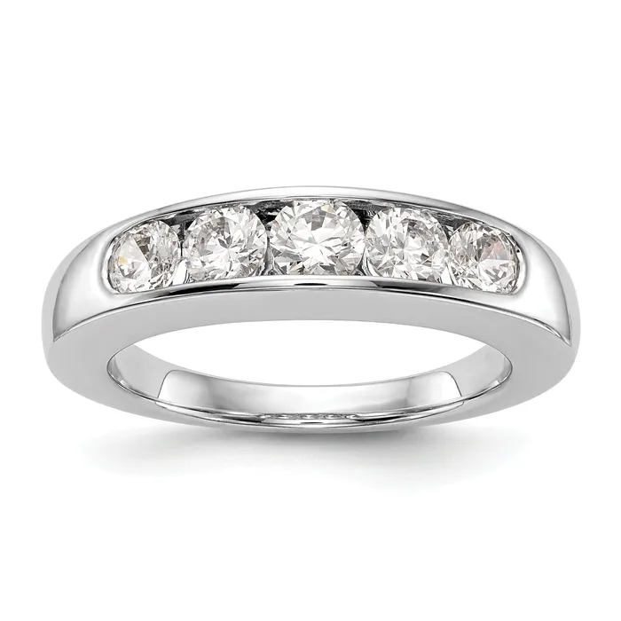 Rings Goldia 100ct CZ Solid Real 14K White Gold 5Stone Channel Wedding Band Ring Rings Goldia 100ct CZ Solid Real 14K White Gold 5Stone Channel Wedding Band Ring