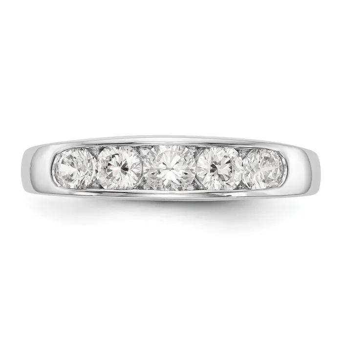 Rings Goldia 100ct CZ Solid Real 14K White Gold 5Stone Channel Wedding Band Ring