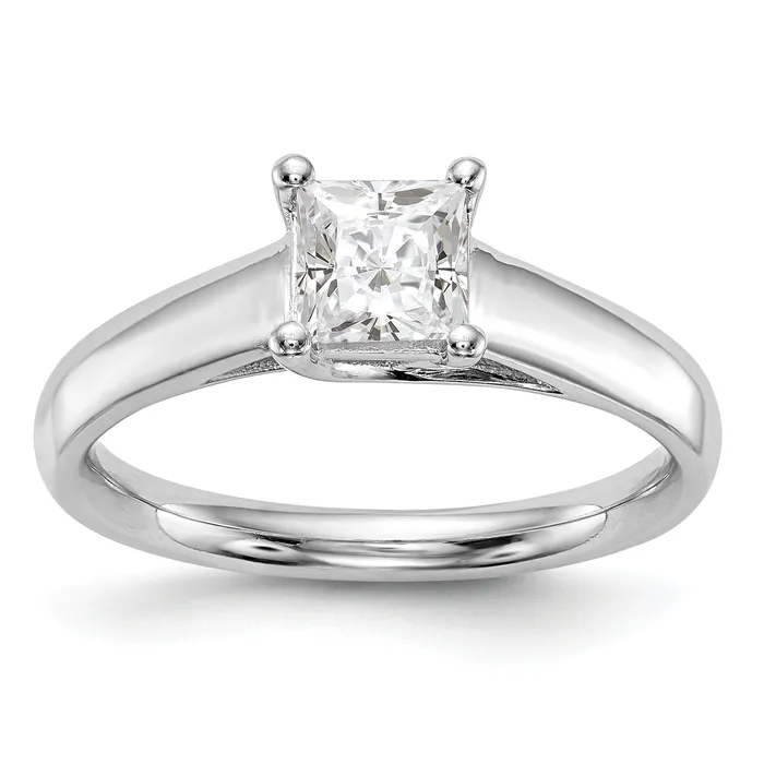 Rings Goldia 100ct CZ Solid Real 14k White Gold Square Solitaire Engagement Ring