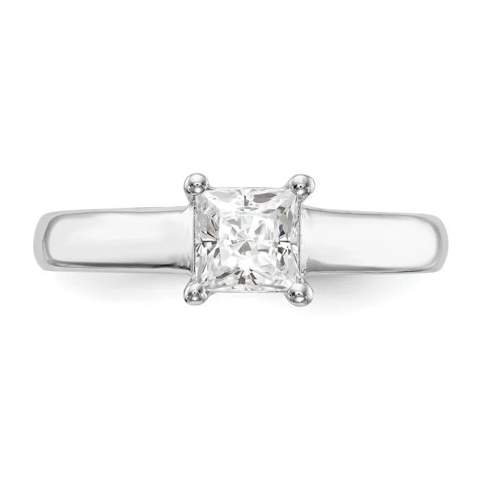 Rings Goldia 100ct CZ Solid Real 14k White Gold Square Solitaire Engagement Ring