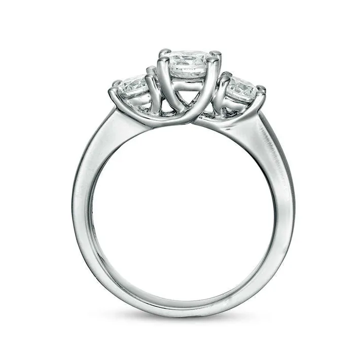 Rings Goldia 15 CT TW Natural Diamond Three Stone SatinFinish Engagement Ring in Solid 14K White Gold Rings Goldia 15 CT TW Natural Diamond Three Stone SatinFinish Engagement Ring in Solid 14K White Gold