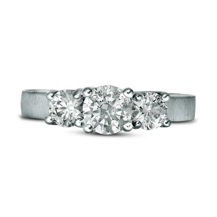 Rings Goldia 15 CT TW Natural Diamond Three Stone SatinFinish Engagement Ring in Solid 14K White Gold Rings Goldia 15 CT TW Natural Diamond Three Stone SatinFinish Engagement Ring in Solid 14K White Gold