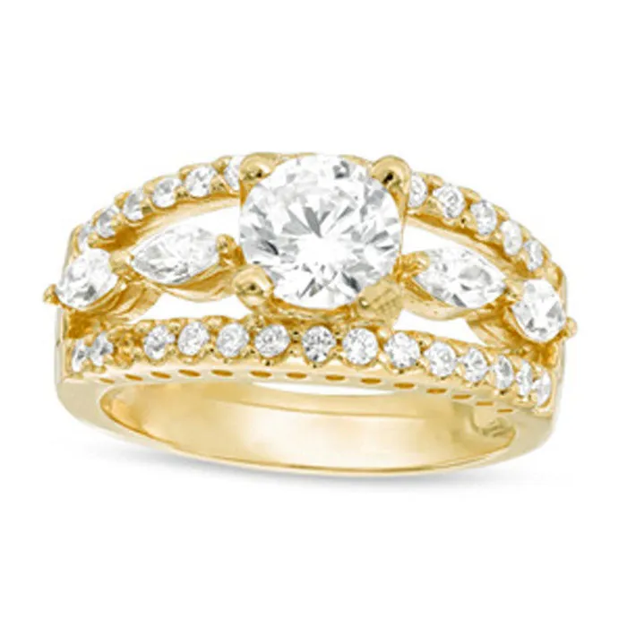 Rings Goldia 175 CT TW Natural Diamond Five Stone Split Shank Engagement Ring in Solid 14K Gold Rings Goldia 175 CT TW Natural Diamond Five Stone Split Shank Engagement Ring in Solid 14K Gold