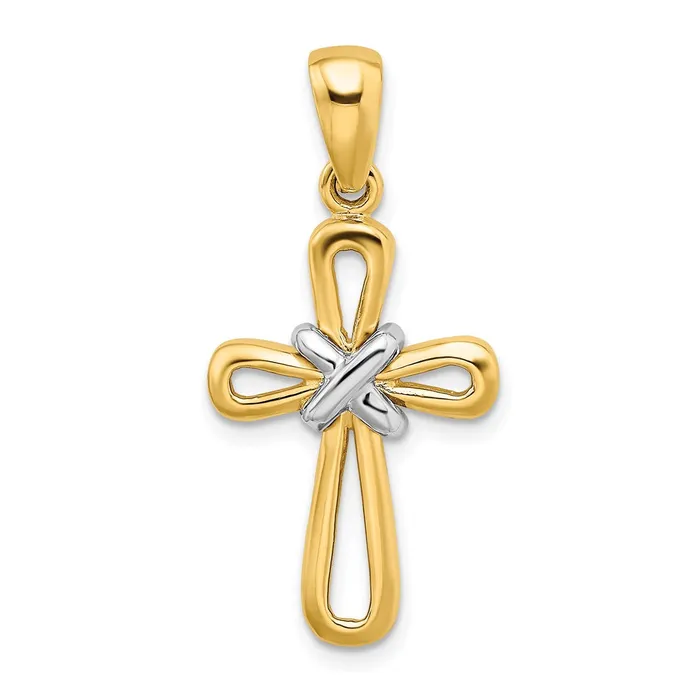 Rings Goldia 14k Twotone Gold Cross X Center Pendant
