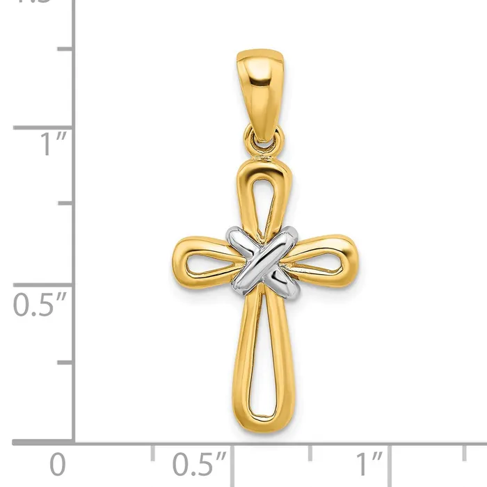 Rings Goldia 14k Twotone Gold Cross X Center Pendant
