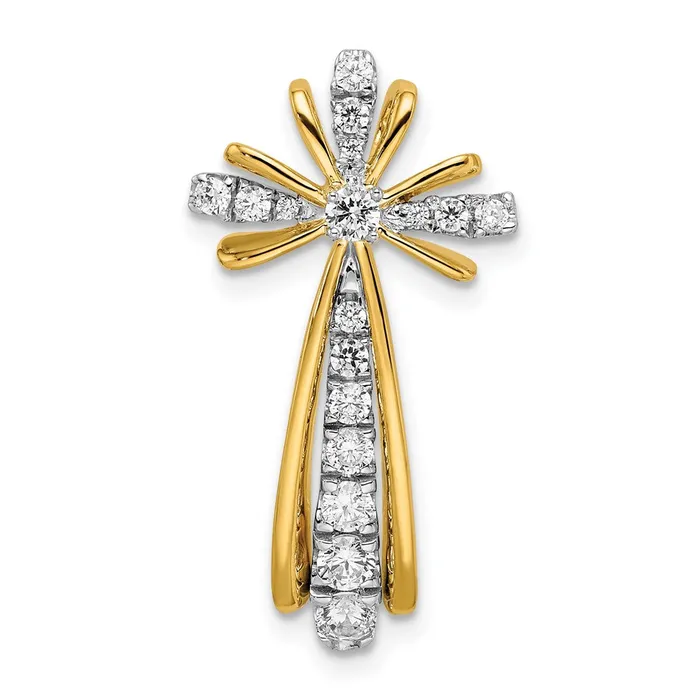 Rings Goldia 14k TwoTone Gold Polished Real Diamond Cross