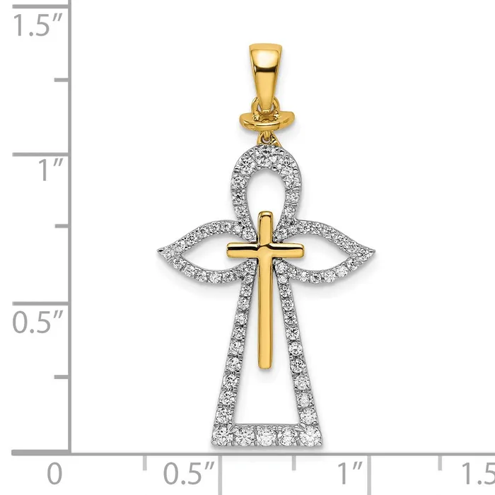 Rings Goldia 14k TwoTone Gold Polished Real Diamond Cross