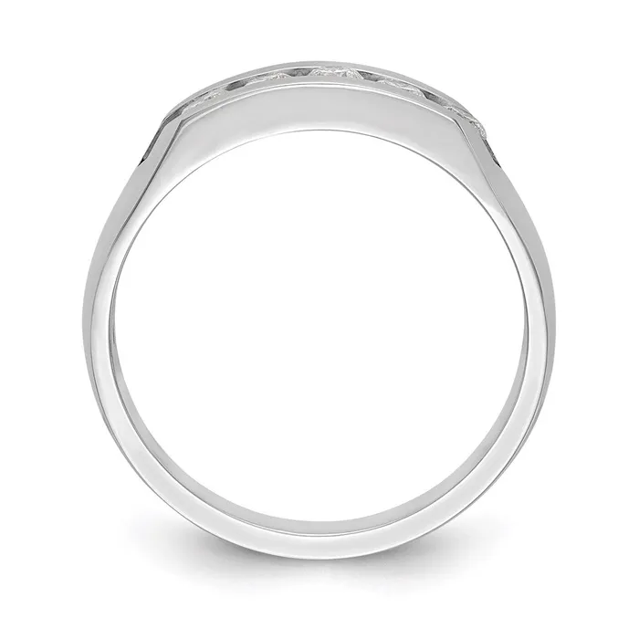 Rings Goldia 14K White Gold 5Stone Real Diamond Mens Channel Band