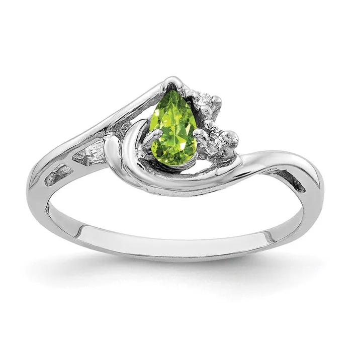 Rings Goldia 14k White Gold 5x3mm Pear Peridot AA Diamond ring