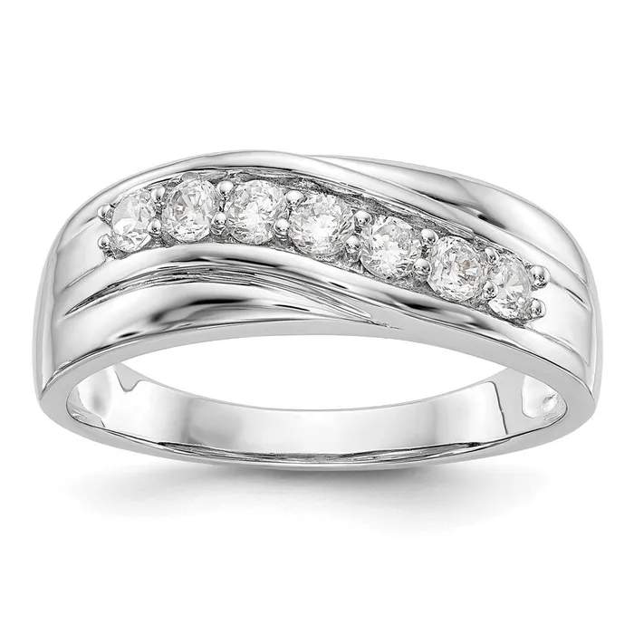 Rings Goldia 14k White Gold 7Stone 12 carat Diamond Complete Mens Band Rings Goldia 14k White Gold 7Stone 12 carat Diamond Complete Mens Band