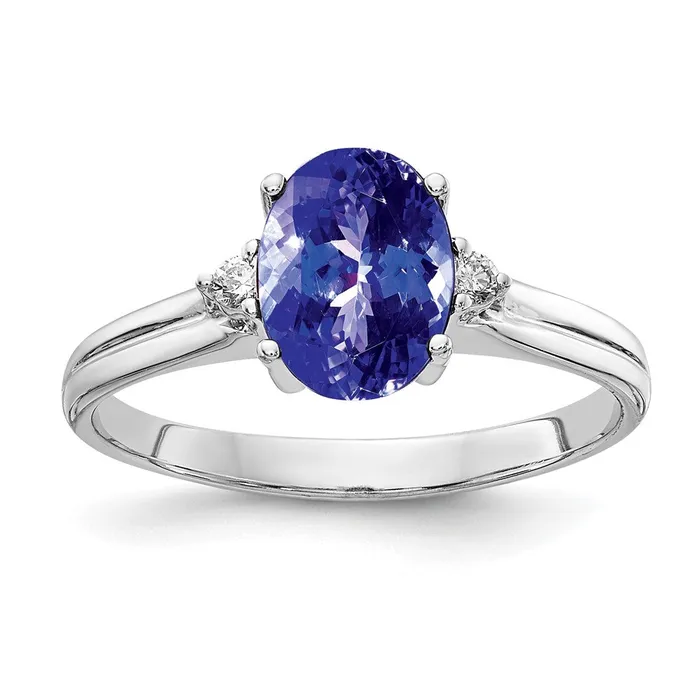 Rings Goldia 14k White Gold 8x6mm Oval Tanzanite AA Diamond ring