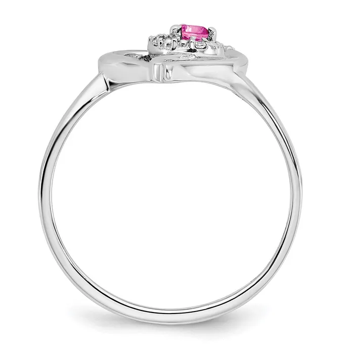 Rings Goldia 14k White Gold Created Pink Sapphire and Real Diamond Heart Ring