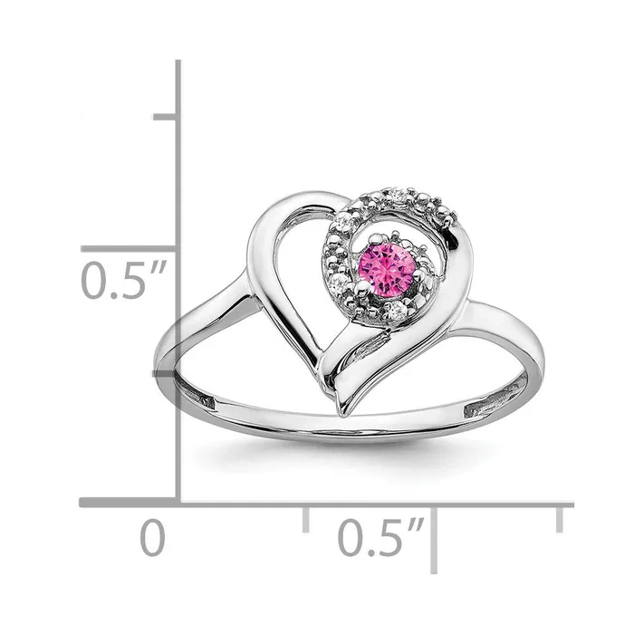 Rings Goldia 14k White Gold Created Pink Sapphire and Real Diamond Heart Ring
