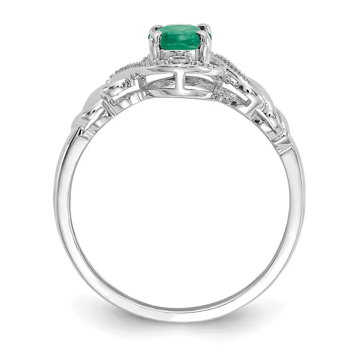 Rings Goldia 14K White Gold Emerald and Real Diamond Ring
