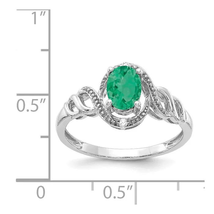 Rings Goldia 14K White Gold Emerald and Real Diamond Ring