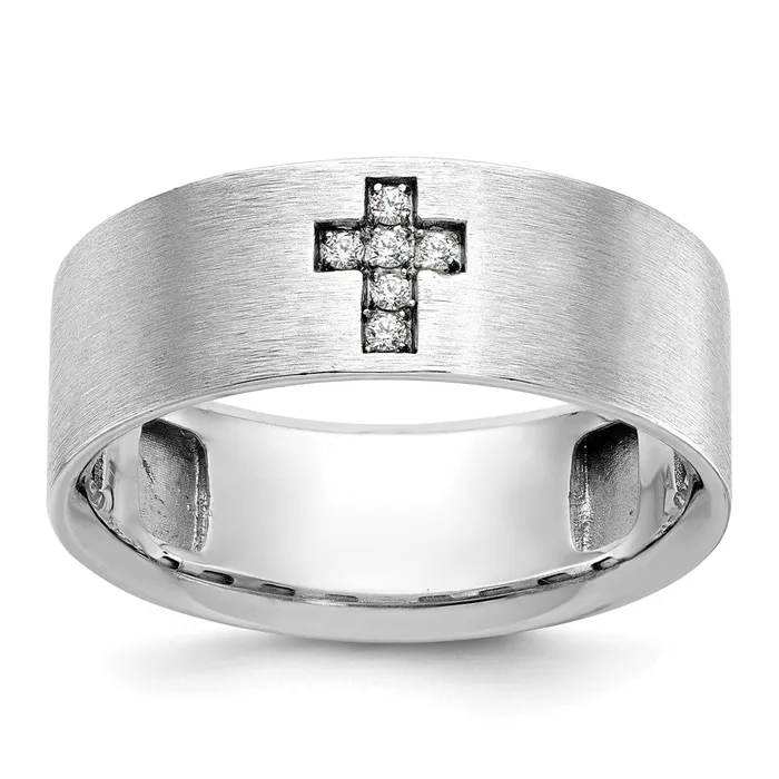 Rings Goldia 14k White Gold Mens Cross Satin Diamond Ring Mounting