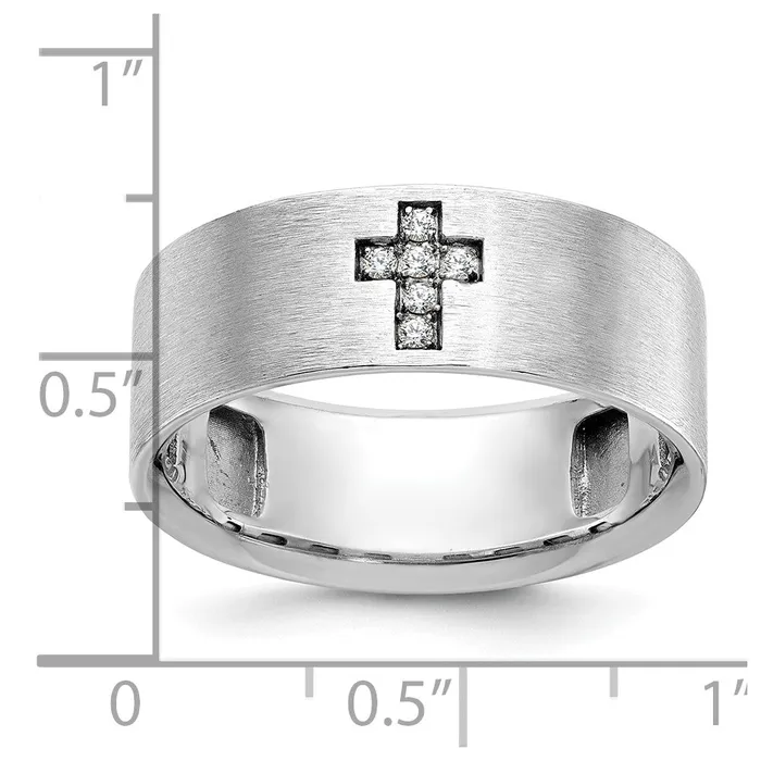 Rings Goldia 14k White Gold Mens Cross Satin Diamond Ring Mounting