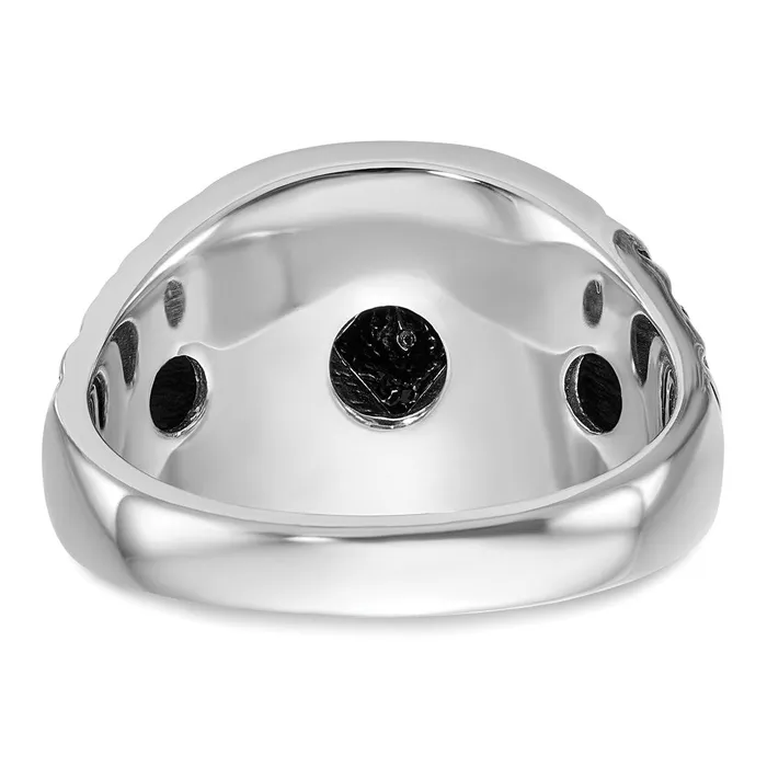Rings Goldia 14k White Gold Mens Polished and Textured with Black Enamel and AA Quality Diamonds Masonic Ring