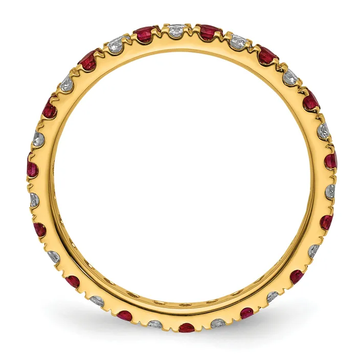 Rings Goldia 14k Yellow Gold 12 Ct Lab Grown Diamond VSSI G and Lab Created Ruby Eternity Band Ring
