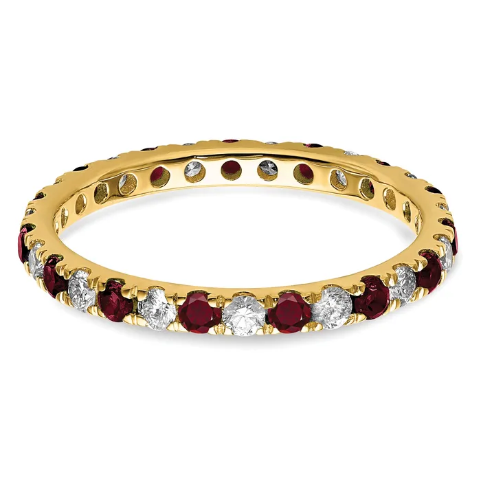 Rings Goldia 14k Yellow Gold 12 Ct Lab Grown Diamond VSSI G and Lab Created Ruby Eternity Band Ring