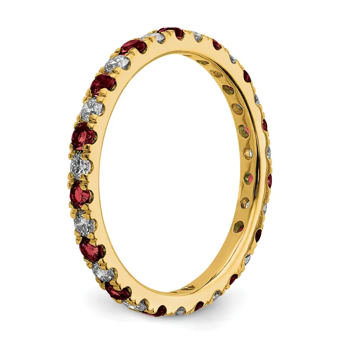 Rings Goldia 14k Yellow Gold 12 Ct Lab Grown Diamond VSSI G and Lab Created Ruby Eternity Band Ring