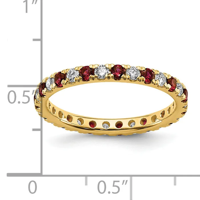 Rings Goldia 14k Yellow Gold 12 Ct Lab Grown Diamond VSSI G and Lab Created Ruby Eternity Band Ring