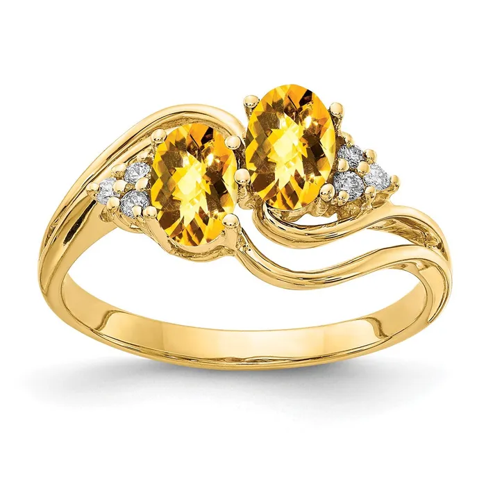 Rings Goldia 14k Yellow Gold 6x4mm Oval Citrine Checker AAA Diamond ring