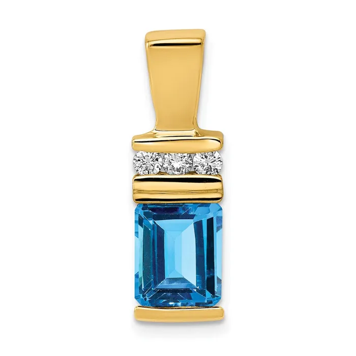 Rings Goldia 14k Yellow Gold 8x6mm Emerald Cut Blue Topaz AA Diamond Slide Rings Goldia 14k Yellow Gold 8x6mm Emerald Cut Blue Topaz AA Diamond Slide