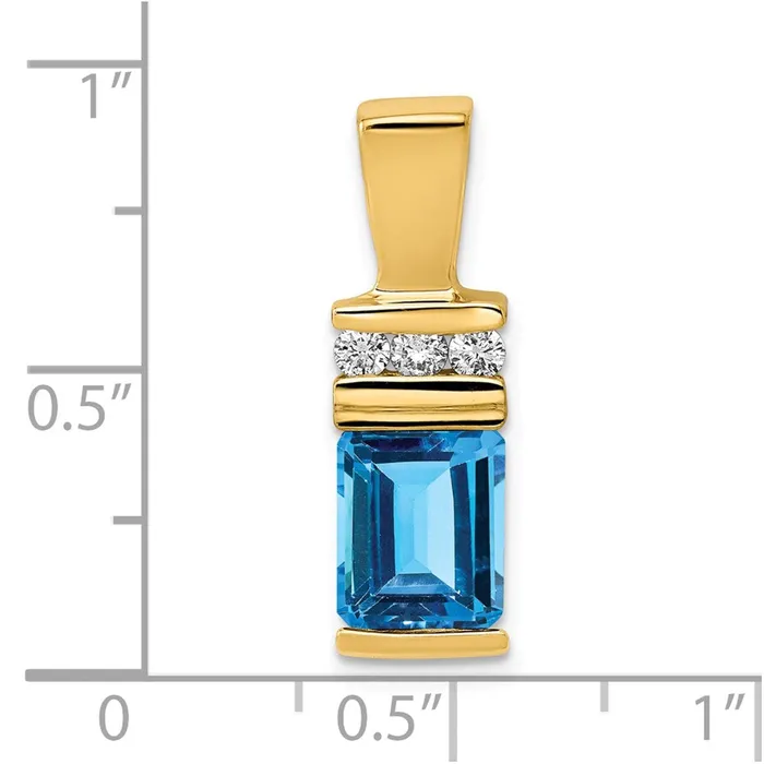 Rings Goldia 14k Yellow Gold 8x6mm Emerald Cut Blue Topaz AA Diamond Slide