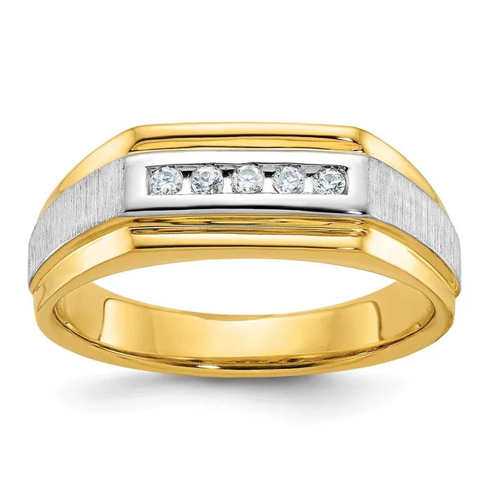 Rings Goldia 14k Yellow Gold YG Mens Polished and Satin Diamond Ring Mounting