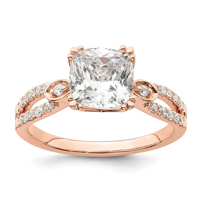 Rings Goldia 200ct CZ Solid Real 14k Rose Polish 2ct Cushion Engagement Dia Ring Rings Goldia 200ct CZ Solid Real 14k Rose Polish 2ct Cushion Engagement Dia Ring