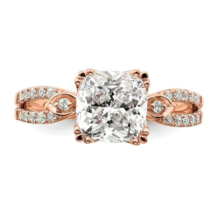 Rings Goldia 200ct CZ Solid Real 14k Rose Polish 2ct Cushion Engagement Dia Ring