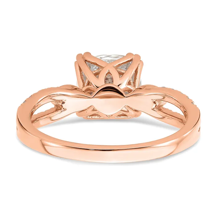 Rings Goldia 200ct CZ Solid Real 14k Rose Polish 2ct Cushion Engagement Dia Ring