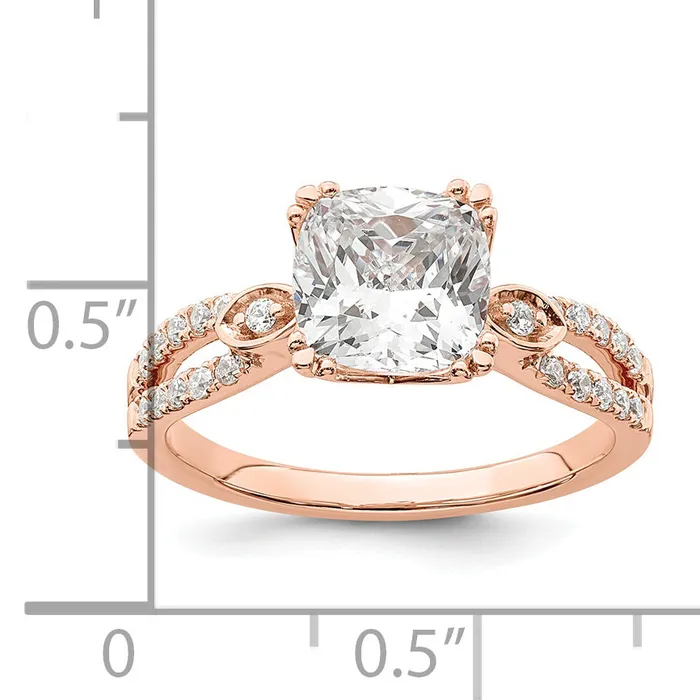 Rings Goldia 200ct CZ Solid Real 14k Rose Polish 2ct Cushion Engagement Dia Ring