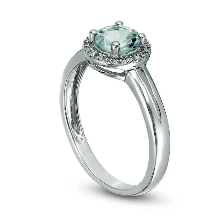 Rings Goldia 57mm Aquamarine and Natural Diamond Accent Frame Split Shank Ring in Sterling Silver Rings Goldia 57mm Aquamarine and Natural Diamond Accent Frame Split Shank Ring in Sterling Silver